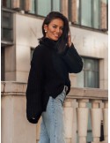 Turtleneck sweater with extended sleeves, black 321110 - Online store - Boutique